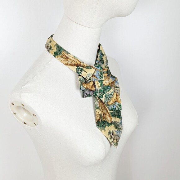 Yellow Safari Ascot -  Jungle Animal Silk Scarf - Unique Scarf - Picture 3 of 7